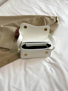 PU Leather Solid Color Casual Multi-Pocket Women Shoulder Bag - White - View 5