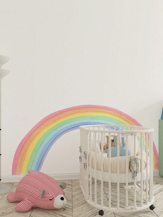 35.4in*72.8in*1pc Arched Cartoon Rainbow Wall Sticker Home Decor Wallpaper Waterproof Sticker Children's Room Living Room Large Watercolor Mural,Stickers,Wall Decal, Vinyl Decal For Home Decorations,Spring Decoration Items Refresh Your Home,Rama Decoration Stickers Gifts Birthday Graduation
