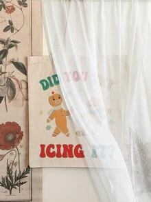 VOESETO 1 件趣味圣诞护士你试过涂糖霜图案手提包单肩包适合旅行日常通勤女士可重复使用的购物袋，送给她的最佳礼物，时尚折叠单肩包夏季海滩度假包 - 米色 - 查看 7