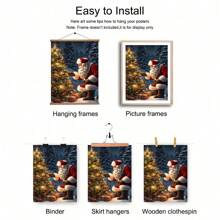 1pc Nghệ thuật treo tường Giáng sinh cổ điển có thể in Ông già Noel đọc sách Tranh sơn dầu Trang trí nhà Giáng sinh Áp phích hợp thời trang Kỹ thuật số Trang trí Bắc Âu mộc mạc Mùa đông, Không khung - Nhiều màu - Xem 7