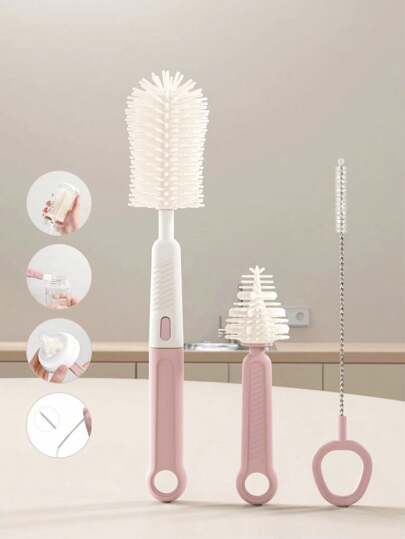 婴儿硅胶奶瓶刷套装、奶嘴吸管清洁套件、奶瓶奶嘴刷、杯刷配件