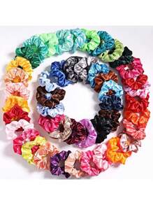 KIT 10 Assorted Satin Scrunchie Hair Ties Anti-Frizz Elastic - Multicolor - View 8