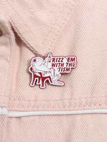1 件青蛙“Rizz Em With The Tism”卡通徽章胸针，时尚珠宝适合男士和女士日常佩戴，装饰衣服、背包 - 動物 - 查看 4