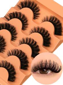 GROINNEYA 5 Pairs Volume False Eyelashes Natural Cat Eye Lashes Faux Mink Eyelashes Fluffy Manga Fake Lashes Makeup Tools (7D30) - Black - View 3
