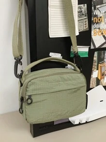 New Simple & Versatile Men Crossbody Bag, Casual Daily Shoulder Bag, Handbag, Small Square Bag, Made Of Nylon Waterproof  Material Halloween Christmas Gifts For Men Fall Scream Men Bag Sling Bag Bag For Men Winter Men Bag - Green - View 3