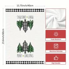 2 件，圣诞厨房毛巾，松树格子图案印花毛巾洗碗巾，圣诞装饰，餐桌装饰，厨房用品，家居装饰，礼物 - 綠色 - 查看 2