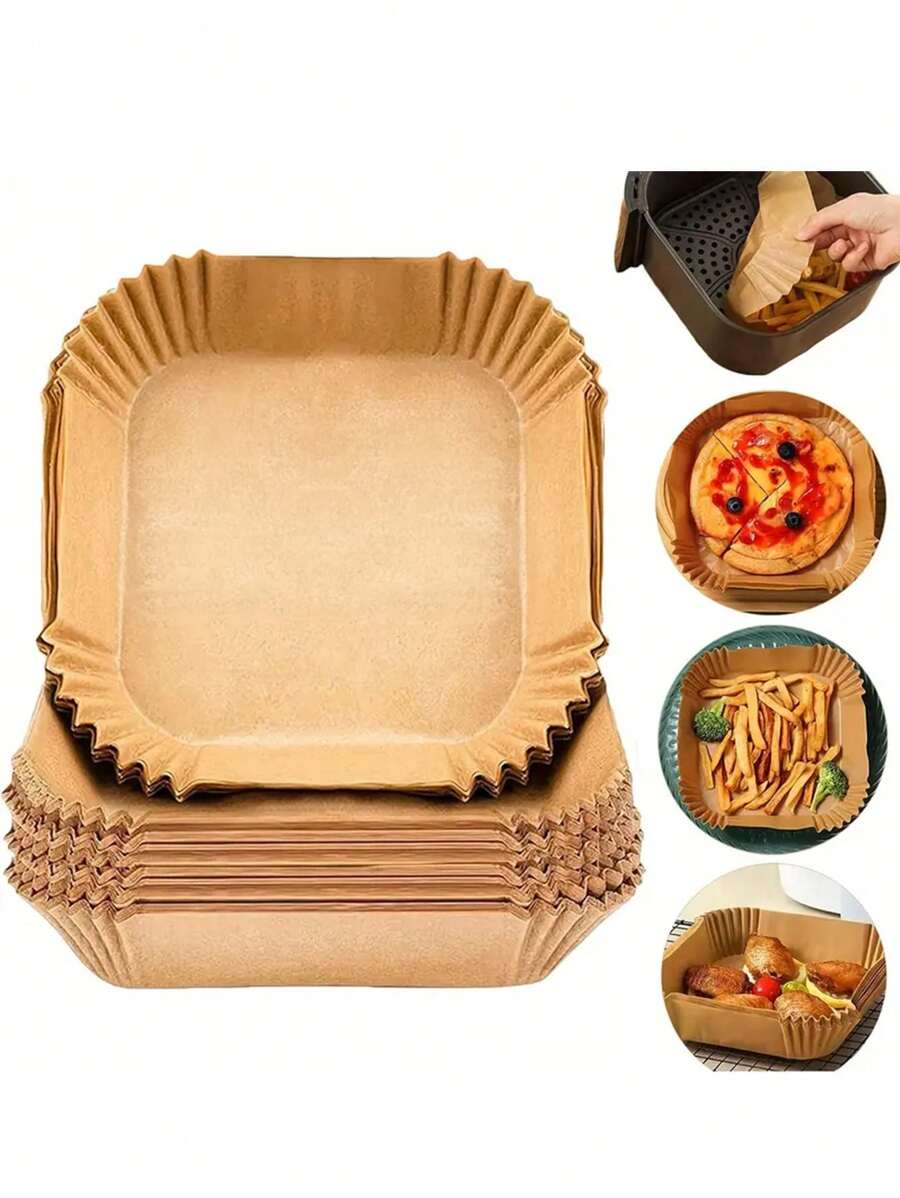 25/50/75/100 件装不粘羊皮纸衬垫 - 预切圆形纸张，适用于健康烹饪、烤箱和空气炸锅 - 非常适合烘焙、烧烤、节日：圣诞节、万圣节、复活节、感恩节 - 棕色 - 查看 1