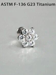 1 件 F136 钛内螺纹 16G 螺丝平背耳钉大太阳花三角形方形 Cz 软骨耳环身体珠宝情人节 - 鈦銀色 - 查看 10