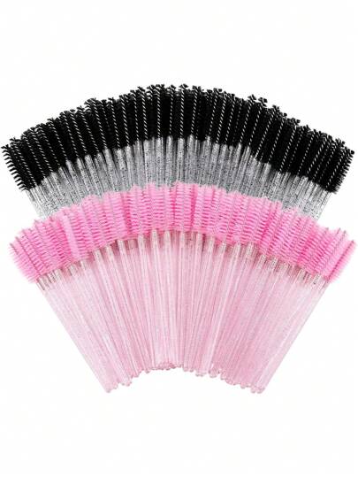 200 piezas 100 piezas 50 piezas 10 piezas Cepillo desechable para máscara, Cepillo negro de dos colores para ojos, Cepillo para extender pestañas, Cepillo para arreglo de cejas y maquillaje, 10cm de largo