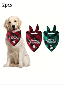 1/2 Pcs Christmas Triangular Scarf, Bib, Pet Party, Family Members, Pet Scarf, New Year Celebration, Christmas Tree Decoration, Napkin