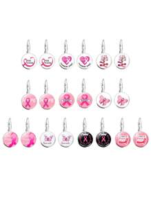 12只/6只/4只/1只 乳腺癌防治粉红丝带耳环，款式随机，适合慈善捐赠活动和礼品赠送 - 彩色 - 查看 9