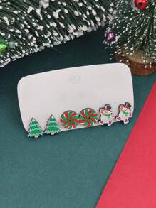 6 món/bộ phong cách mới Châu Âu & Mỹ Ông già Noel, Người tuyết, Chuông, Tất Bông tai gỗ theo chủ đề Giáng sinh Quà tặng Giáng sinh cho phụ nữ - Nhiều màu - Xem 13