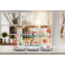 4 piezas Pegatinas de la serie Día del Maestro con transferencia UV DTF para hoja de pegatinas resistente al agua para tazas de vidrio Libbey de 16 oz, tazas decorativas, útiles escolares, manualidades y suministros de arte DIY, pegatinas de transferencia
