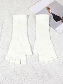 1pc Women's Solid Color Long Wrist Fingerless Gloves, Warm Writing Mittens With Elastic Cuff Halloween - Multicolor - View 6