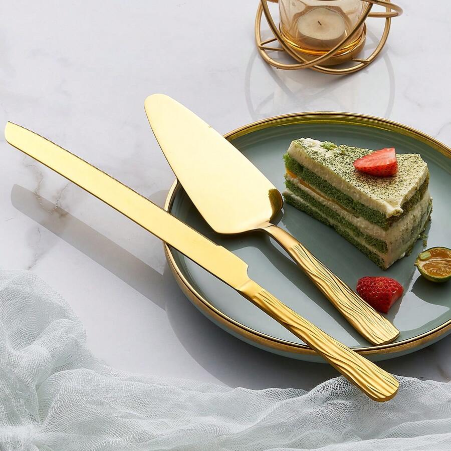 Gold Cake Pie Cutter Set, Stainless Steel Pizza Pastry Buffet Dessert
