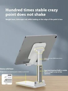 1pc Adjustable Multipurpose Phone Stand, Desk Livestream & Video Shooting Accessory, Foldable Slouchy Phone Holder, Compatible With Tablet, IPad, Suitable For Women And Students, Cute Pink Design