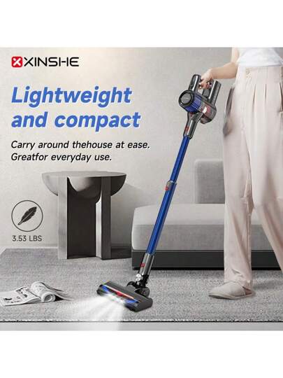 XINSHE コードレス掃除機、24Kpaの強力吸引力、LEDディスプレイ