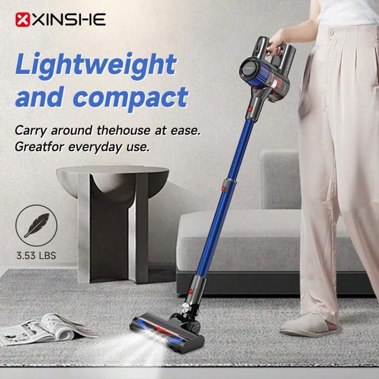 XINSHE コードレス掃除機、24Kpaの強力吸引力、LEDディスプレイ