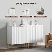 SICOTAS Sideboard Buffet Cabinets, Accent Cabinet Sideboard Storage Cabinet With Adjustable Shelves For Kitchen, Living Room - White - View 3