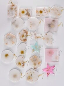 1/8 peças DIY Conta-gotas Resina Tridimensional Pentagrama Circular Coração-Em Forma De Pingente Quadrado Brincos Acessórios Molde De Silicone