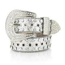 Women's Y2K Crystal Rhinestone Studded Leather Belt, Wide Sparkling Alloy Buckle Fashion Punk Crystal Eyelet Decor Versatile Belt - 3.8 Edge Beads Are Eye-catching - View 15