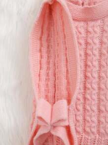 Baby Bowknot 3D Textured Knitted Vest Pullover, Casual For Spring & Summer - Pink - View 6
