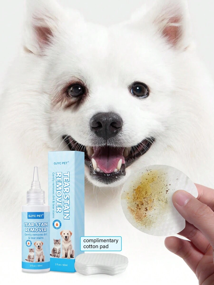 GJYC PET Pet Tear Stain Remover Kit 2 Fl Oz Liquid & 20 Cotton Pads