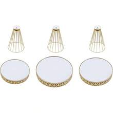 LOYALHEARTDY-BTG Crystal Cake Holder Gold Cupcake Stands Plating Mirror Cake Holder Round Cupcake Stands With Luxury Crystal, Fashion Dessert Tower For Wedding Christmas Event Birthday Party Cupcake Display (3Pcs)[Best Gift For Family&Friends] - Gold - View 4
