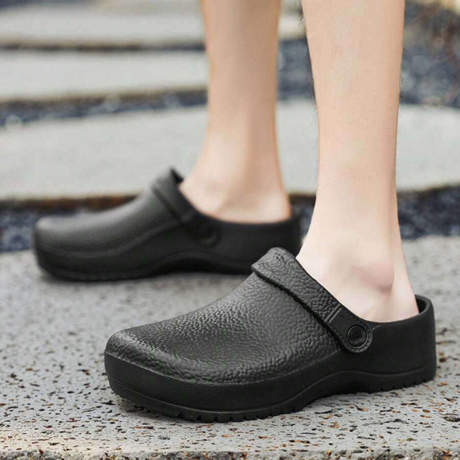 MENS SUMMER GARDEN POOL NURSING HOSPITAL CLOG MULE BEACH RUBBER SANDALS SHOES - Black - View 1