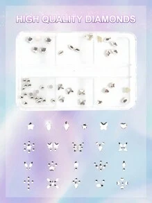 Set de gemas dentales - Kit de pegatinas para dientes de bricolaje autoadhesivas en caja, joyas para dientes de cristal de rinoceronte súper brillantes, calcomanías dentales extraíbles europeas y americanas, cristales decorativos de belleza dental, cristales asimétricos con forma de mariposa de fondo plano, accesorios brillantes y glamorosos de bricolaje para niñas, joyas dentales de cristal súper brillantes, suministros de cuidado oral con estilo personalizado de hip-hop con cristales incrustados, incluye herramientas y pegamento