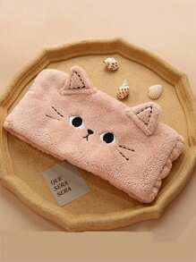 INS Style Cartoon Animal Cat's Ears (Steamed Cat-Ear Shaped Bread) Hair Band Face Wash Headband Female Makeup Remover Hair Set Coral Velvet Moon Headband Valentine's Day - Dusty Pink - View 8