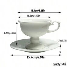 Bộ tách và đĩa sứ xương 1 chiếc, tách và đĩa cà phê phong cách Châu Âu chất lượng cao, tách và đĩa cà phê sứ xương cổ điển, tách gốm phong cách Châu Âu, tách và đĩa trà chiều kiểu Anh màu trắng tinh khiết, tách cà phê - Nhiều màu - Xem 2
