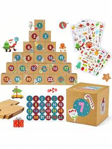 Meching Advent Calendar Filling, 2024 DIY Advent Calendar Cardboard Box Filling, Stickers, Christmas Calendar Advent Calendar Self Filling, Advent Calendar Adult Christmas Decorations Home Christmas Gifts Christmas Decor - Multicolor - View 8