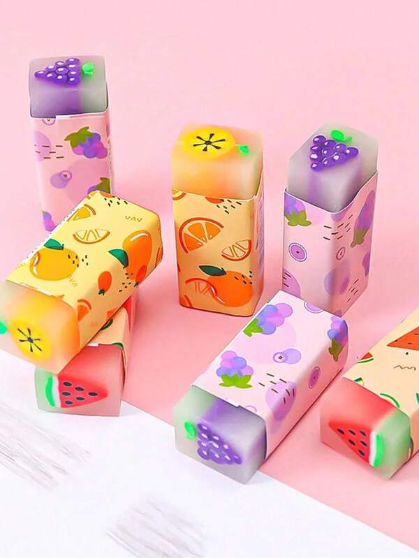 1pc/Set Cute And Creative Fruit Shaped Erasers, Novelty Stationery School Supplies Perfect Gift For Students(Random Color)