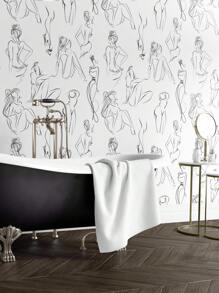 Giấy dán tường họa tiết đường nét nữ tính kích thước 17,7in*9,8ft*1 tấm, họa tiết Giáng sinh, bóc ra và dán, miếng dán tường cây cải tạo chống thấm nước, tranh tường đẹp có thể tháo rời, trang trí nhà cửa, nghệ thuật treo tường, trang trí tường, miếng dán cải tạo, tấm ốp tường bóc ra, giấy dán tường, giấy dán tường, vật dụng trang trí mùa xuân làm mới ngôi nhà của bạn, miếng dán trang trí Rama quà tặng trang trí nhà cửa cho năm mới - Đen và trắng - Xem 8