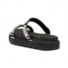 Vizzano Women's Papete Sandal With Shiny Rhinestone Straps And Soft Tractor Platform - 黑色 - 查看 4