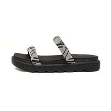 Vizzano Women's Papete Sandal With Shiny Rhinestone Straps And Soft Tractor Platform - 黑色 - 查看 2