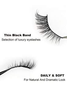 Rikuaild 7 Pairs Half-Cut False Eyelashes, Soft & Natural Cat Eye Fake Lashes, Makeup Tools, Thin Black Band Eyelash Extensions - Natural Lashes - View 5