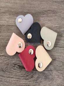 3-pack hartvormige kabelbinders - hoofdtelefoonhouder, kabelorganizer, oortelefoonsnoeropwinder - PU-kunstleer, geen batterijen nodig, unisex - kabelorganizer in matchagroen, lichtrood en wit
