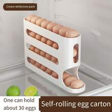1pc Space Saving 4-Layer Sliding Egg Dispenser - Large Capacity, Automatic Rolling Egg Rack For Refrigerator Side Doors, Modern Plastic Design - Multicolor - View 11