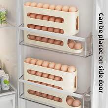 1pc Space Saving 4-Layer Sliding Egg Dispenser - Large Capacity, Automatic Rolling Egg Rack For Refrigerator Side Doors, Modern Plastic Design - Multicolor - View 6