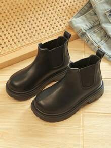 Vibrant Solid Color Kids Boots - Light, Non-Slip, Comfortable, Essential For Fall And Winter - Stylish, Chic, Versatile Footwear For School, Outdoor And Everyday Wear, Simple And Atmospheric The Sole Is Random.