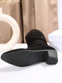 New Autumn/Winter Vintage Western Mid-Calf Boots, Pointed Toe Chunky Heel Cowgirl Short Boots,Women Boots