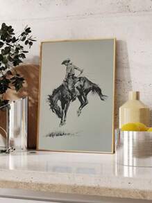 1/2 件大尺寸西部牛仔艺术版画、圣诞装饰素描帆布墙饰、无框时尚主题复古画、中世纪家居装饰、古董风格插图、无框海报