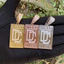 DUBSS 1 Piece Iced Out Dream Catcher Pendant Necklace For Men  Plated Cubic Zirconia Hip Hop Jewelry - Letter - View 7