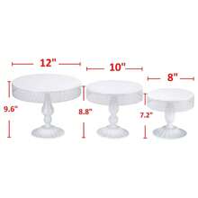 3pcs Of Diameter 8", 10", 12" Cake Stands Set With Lace Trim For Dessert Table, Wedding, Party, Birthday, Baby Shower, Decorations (Light Gold/Cream White/White) - 奶油白 - 查看 4