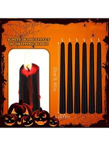 2 件装万圣节独特吸血鬼眼泪黑色蜡烛 - 流血蜡烛 - 哥特式仪式万圣节装饰品 - 黑色 - 查看 2