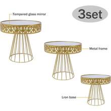 LOYALHEARTDY-BTG Crystal Cake Holder Gold Cupcake Stands Plating Mirror Cake Holder Round Cupcake Stands With Luxury Crystal, Fashion Dessert Tower For Wedding Christmas Event Birthday Party Cupcake Display (3Pcs)[Best Gift For Family&Friends] - Gold - View 3