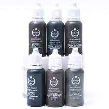 6pcs Eyebrow, Lip, Eyeliner Tattoo Plant Pigment Permanent Makeup Ink Liquid Dye Cosmetic Tools For Eyebrow & Lip Tinting (15ML/Bottle) - Multicolor - View 8