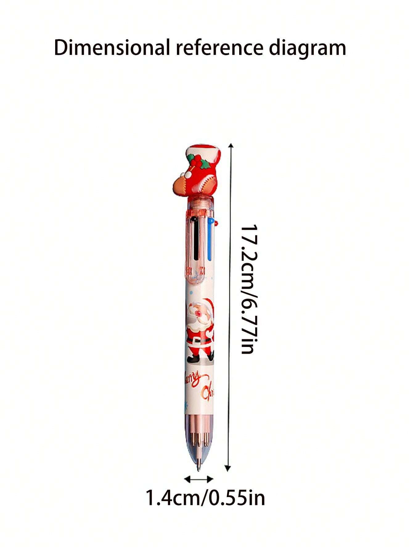 4pcs Mixed Color Christmas Themed Click Ballpoint Pens Assorted